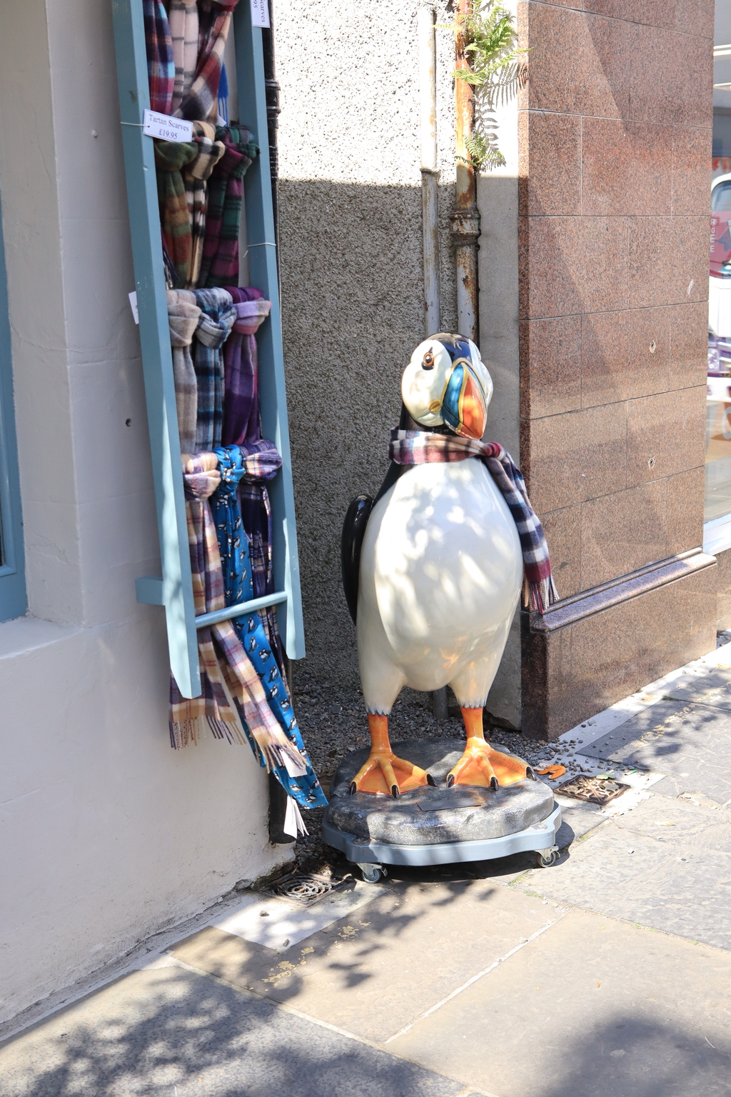 Puffin model outside a shop on Albert Street, Kirkwall