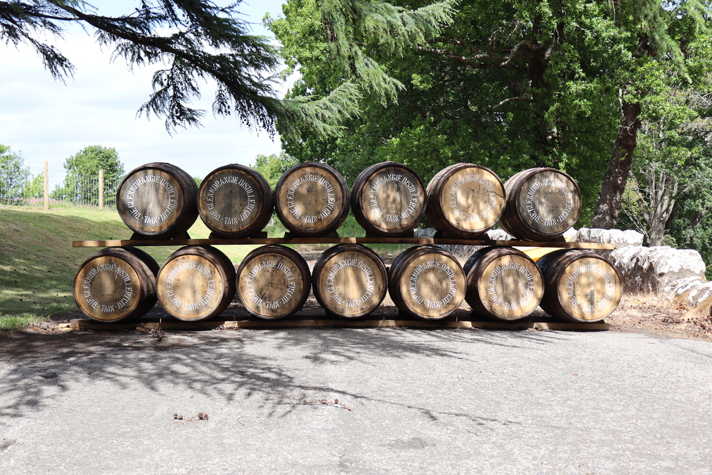 Whisky barrels outside Glenmorangie Distillery