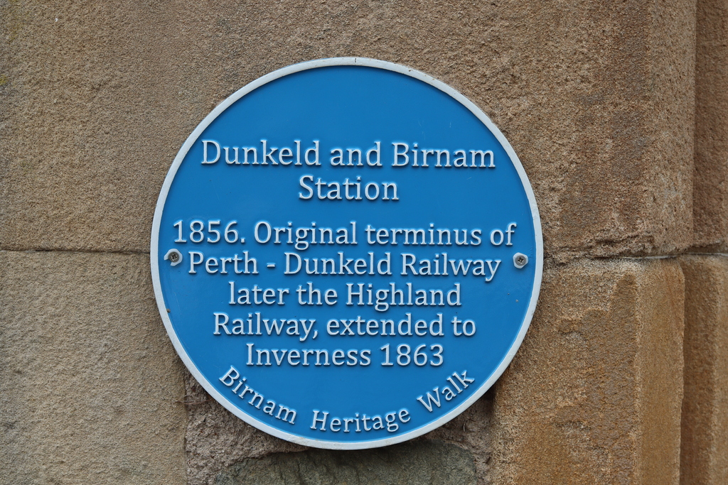 Blue Plaque at Dunkeld & Birnam Station Building
