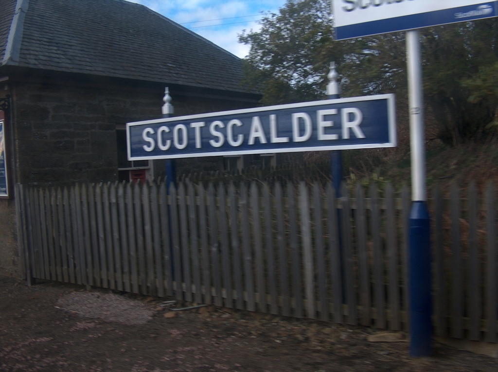 Platform sign Scotscalder railway station