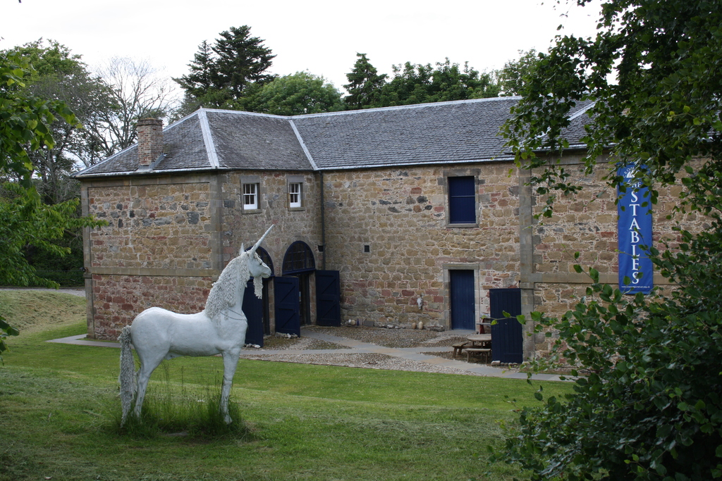 Unicorn outside The Stables Cromarty Arts Trust