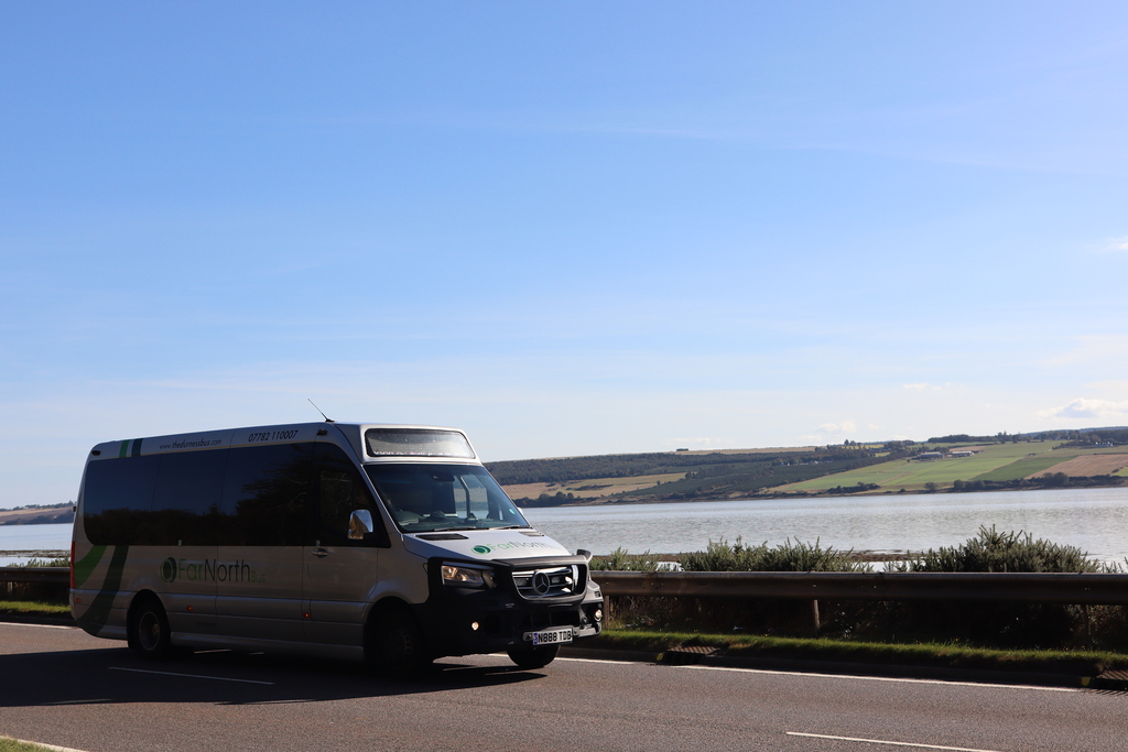 The Durness Bus by the Cromarty Firth
