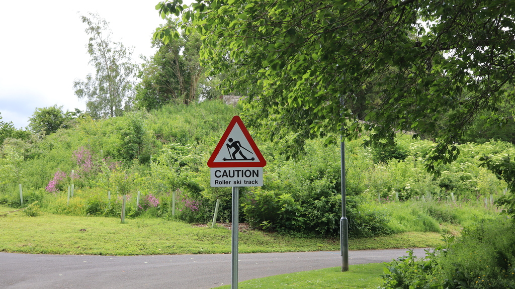Roller ski track sign at Huntly Nordic and Outdoor Centre