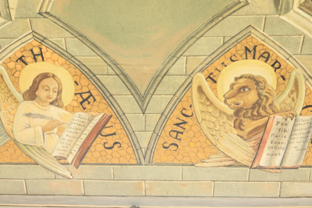 Close up of painting inside Italian Chapel Orkney