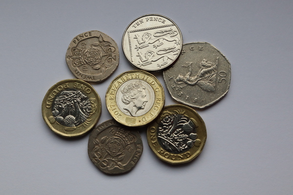 Pile of pound sterling coins
